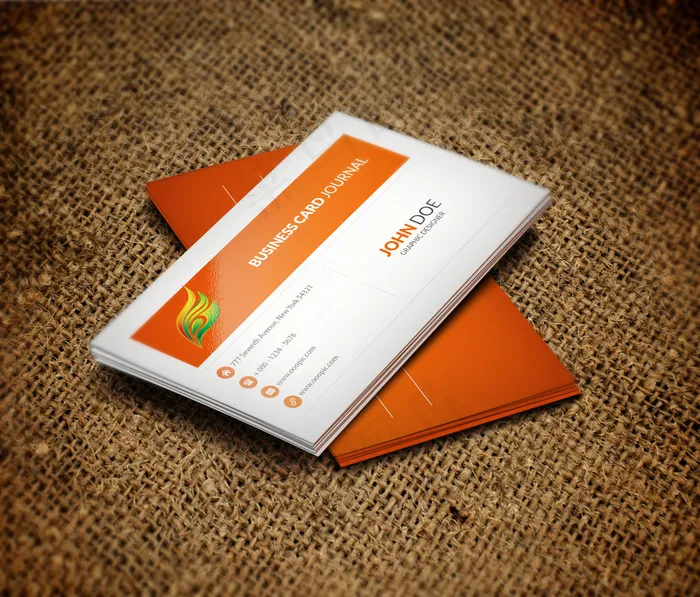 质感橘红名片模板psd模版下载