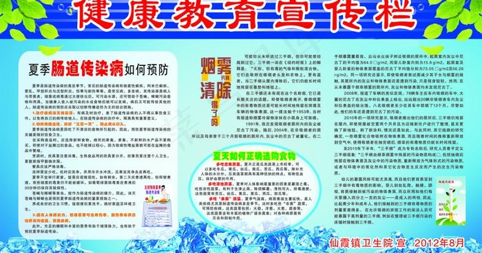 夏季健康教育宣传栏图片cdr矢量模版下载