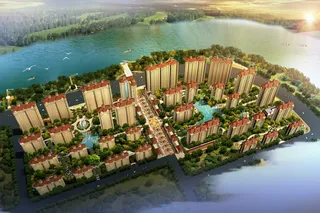 小区日落鸟瞰图图片