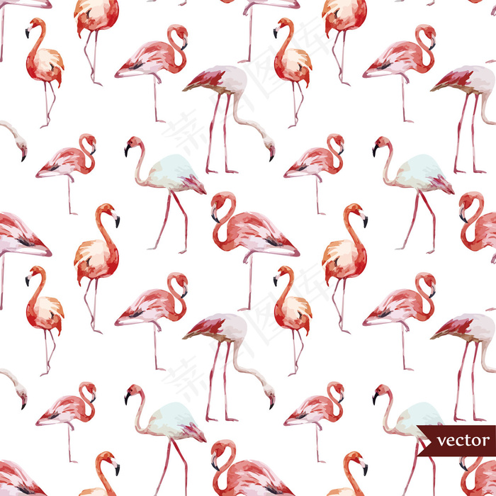 可爱动物北欧装饰插画无缝背景EPS...