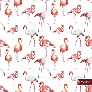 可爱动物北欧装饰插画无缝背景EPS...