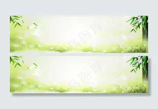 绿色春天竹子海报背景