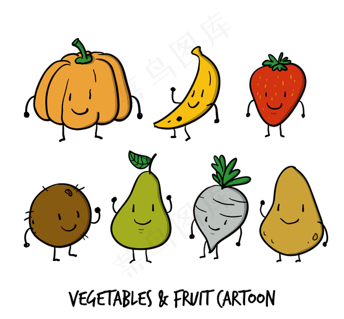 手绘卡通水果表情矢量素材合集