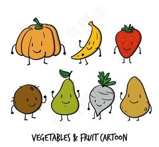 手绘卡通水果表情矢量素材合集