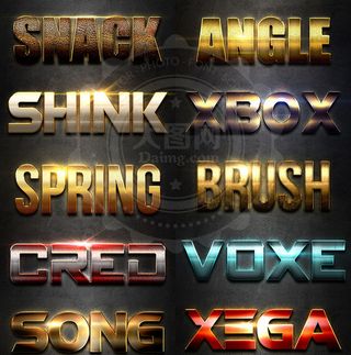 10款颓废风格金属艺术字PS样式V...