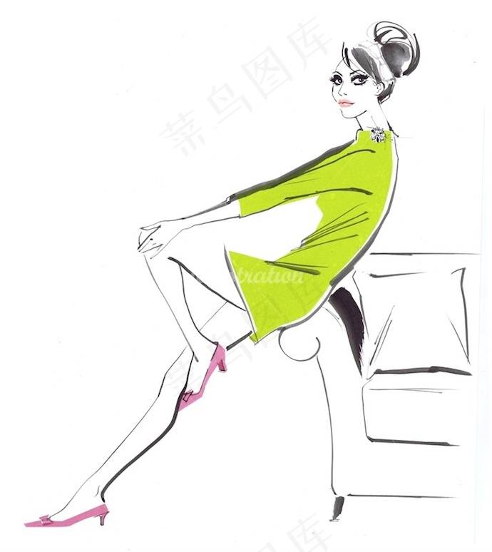 绿色连衣裙设计图
