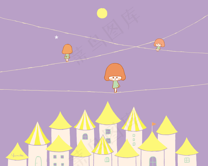 可爱卡通小女孩