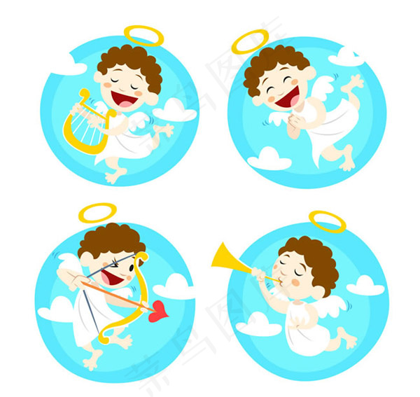 可爱天使矢量素材下载