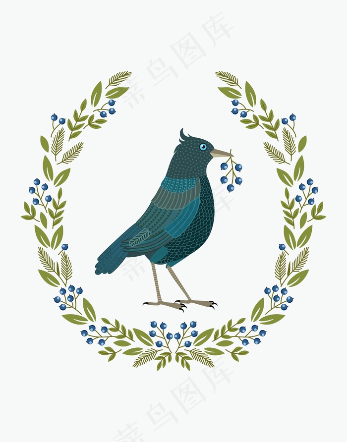 印花鸟装饰插画