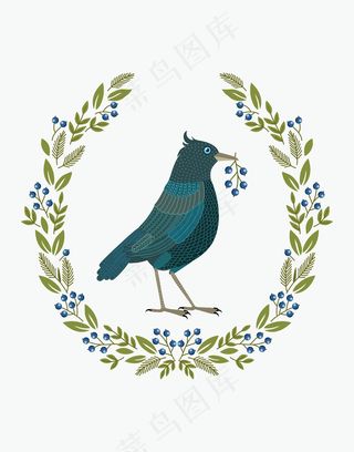 印花鸟装饰插画