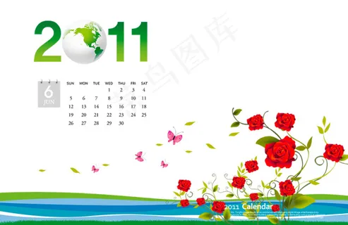日历高清PSD分层素材美丽的鲜花