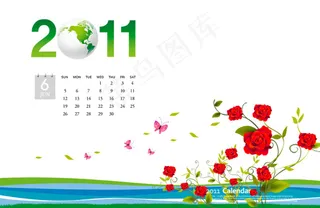 日历高清PSD分层素材美丽的鲜花