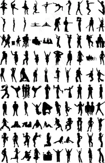 100个矢量艺术人物剪影素材