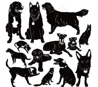 小狗剪影矢量素材02