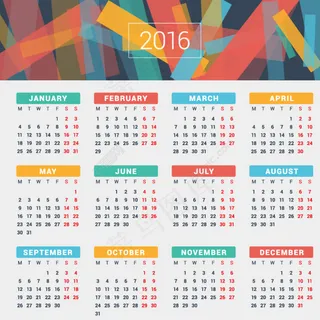 2016彩色年历设计矢量图图片