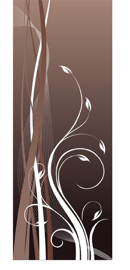 潮流花纹与女性剪影矢量素材