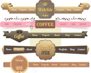 复古欧式皇家风格网页导航菜单栏