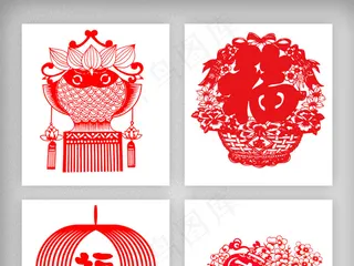 春节创意剪纸窗花素材png