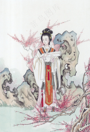仕女梅花图