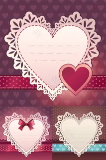 复古情人节心型卡片矢量素材