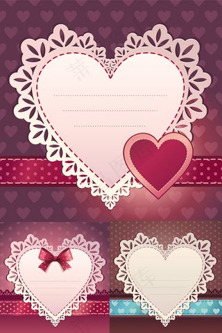 复古情人节心型卡片矢量素材