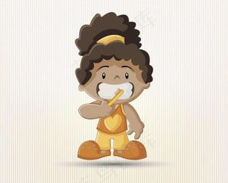 刷牙的小女孩图片