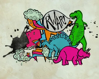 个性欧美范卡通恐龙插画