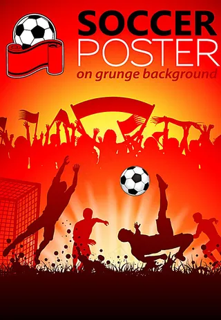 足球赛人物剪影背景矢量素材图片