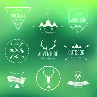 白色登山远足徽章设计小清新图标矢量
