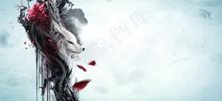 白狐藏九尾，黑龙隐神首，花绽龙狐，...