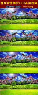 浪漫桃花花瓣飘落晚会背景LED高清...