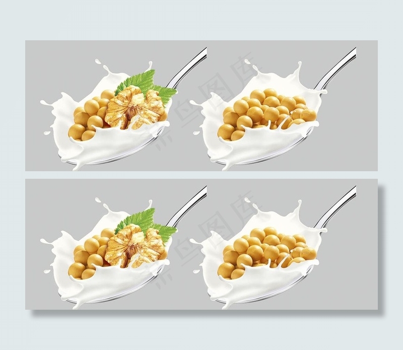 大豆核桃牛奶汤匙图片