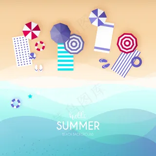 俯视沙滩旅行远山风景设计元素