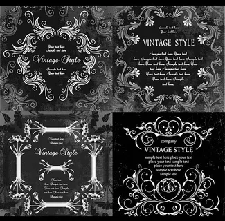 黑底白色花纹背景