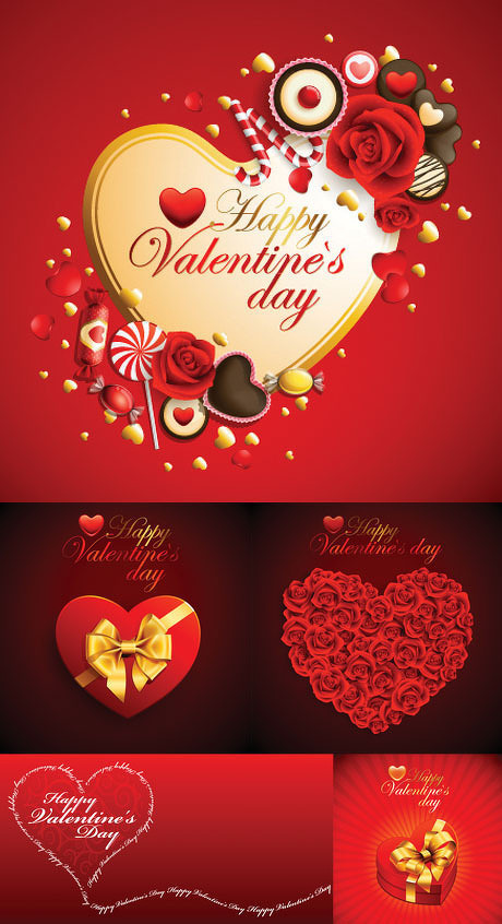 喜庆红色爱心背景矢量素材