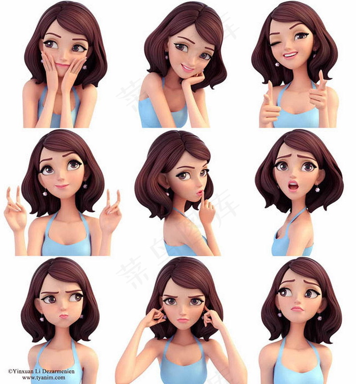 矢量美女卡通头像1psd模版下载