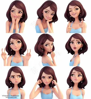 矢量美女卡通头像1