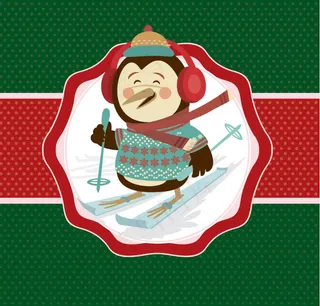 卡通滑雪企鹅矢量素材