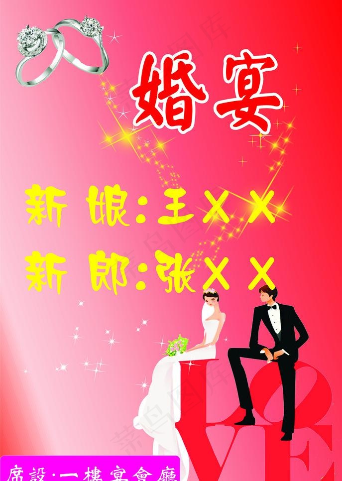 婚礼水牌图片cdr矢量模版下载