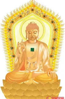 一尊金色精致佛像矢量素材