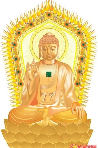 一尊金色精致佛像矢量素材