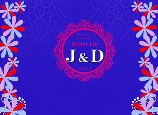 宝石蓝婚礼喷绘背景