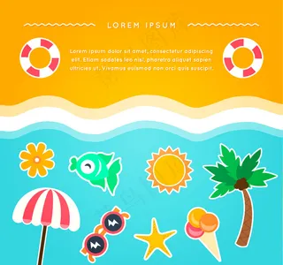 夏日沙滩度假元素矢量素材