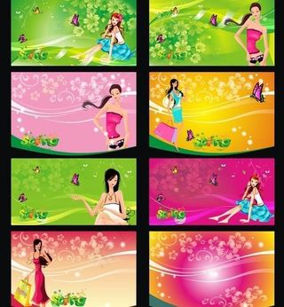 6款绿色春天海报吊旗矢量图片