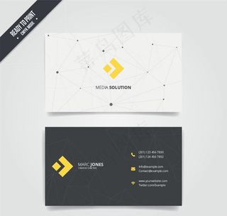黑白简约商务名片设计矢量图