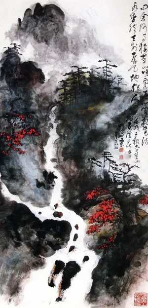 桃花溪山水国画 桃花溪山水国画