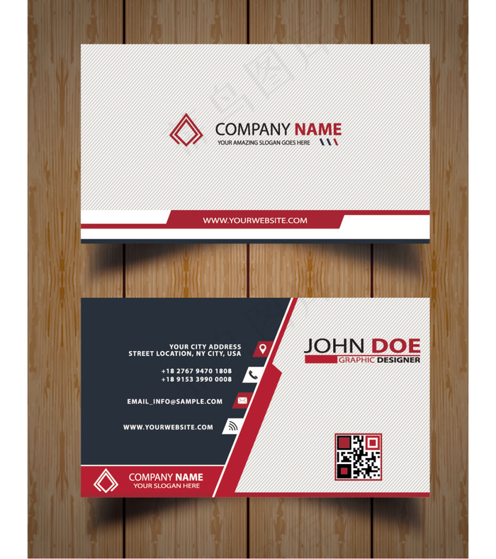 黑红商务大气简洁二维码名片模板