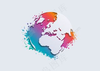 地球彩色水彩背景矢量素材