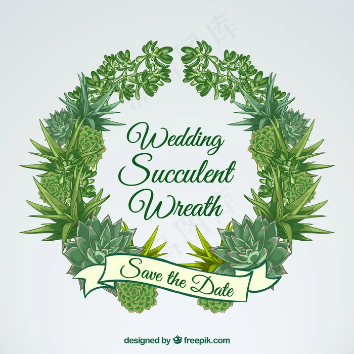 婚礼用植物花环ai矢量模版下载