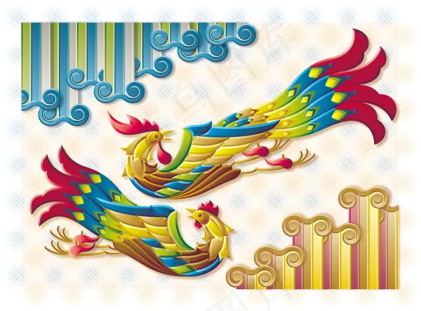 彩色孔雀设计ai矢量模版下载